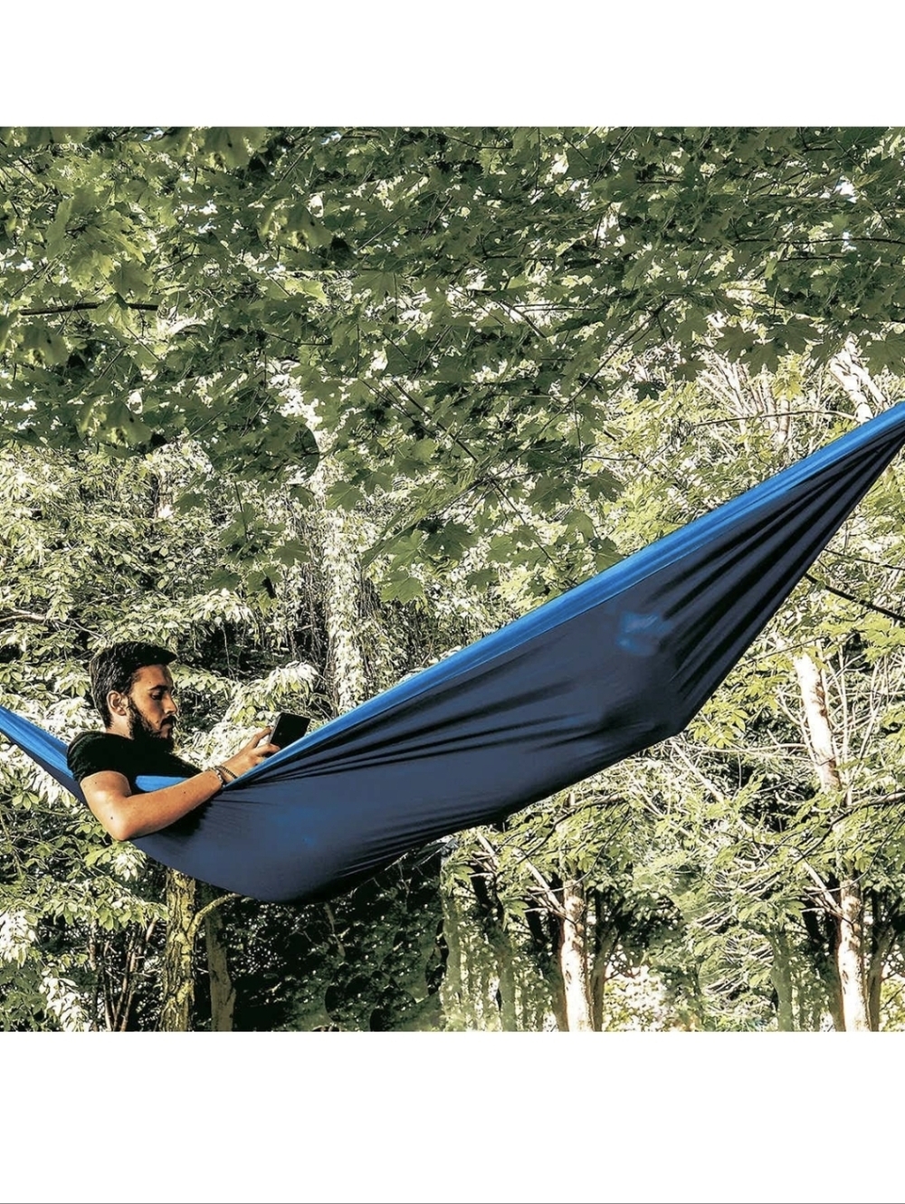 Hammock for 2 in Blue - Hidden Wild Double Size for Camping, Travel and Backyard
